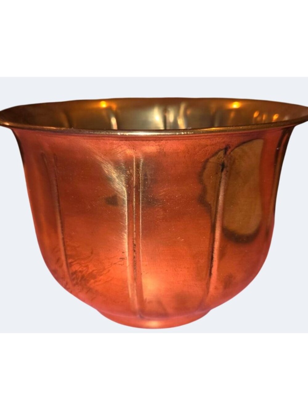 Vintage Solid Brass Bowl With Fluted Design India Circa 1970s
